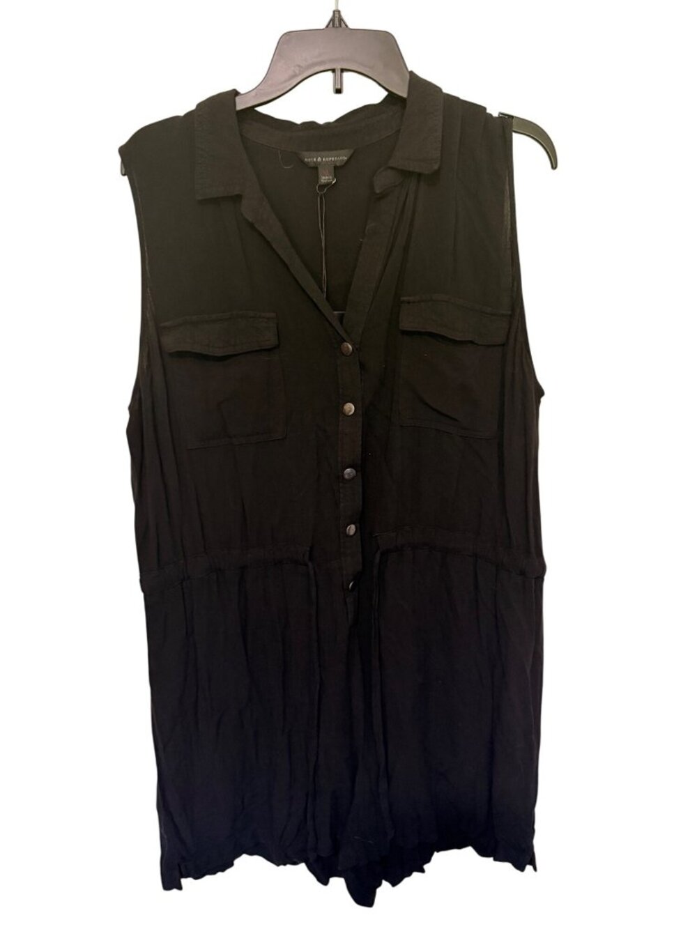 Rock & Republic Romper Tank Shorts Black Gauze NWT Womans XL